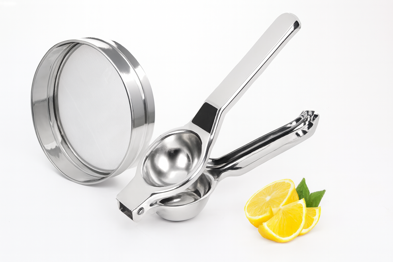 Stainless Steel Lemon Squeezer & Strainer Set – Citrus Juicer Tool